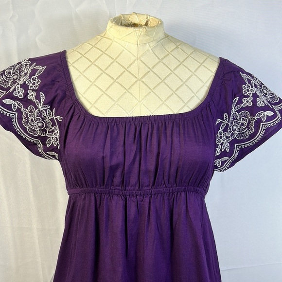 One Clothing Small Dress Purple and White Stitching New Elastic Neck and Waist - Picture 2 of 7